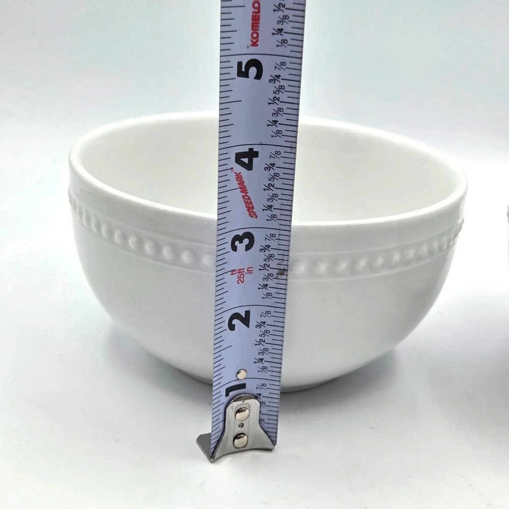 Better Homes & Gardens Sophia White Beaded Bowls Set of 2- Soup, Cereal - 5-5/8